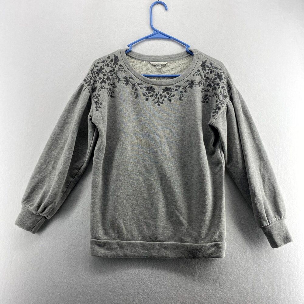 American‎ Eagle Floral Embroidered Crew neck Sweater Sweatshirt Womens Size S